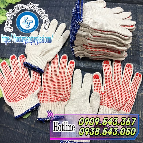 Găng tay phủ hạt nhựa cam Găng tay phủ hạt nhựa cam