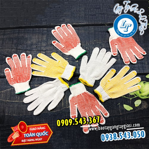 Găng tay phủ hạt nhựa giá sỉ rẻ xuất xưởng