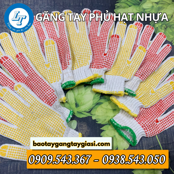 Găng tay len phủ hạt nhựa