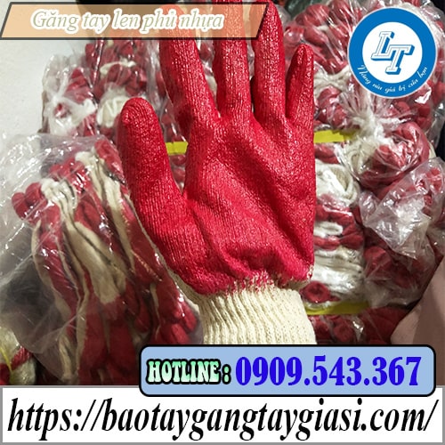 Găng tay phủ nhựa len
