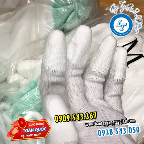 Găng tay phủ PU đầu ngón chống trơn trượt chống bám bụi Găng tay phủ PU đầu ngón chống trơn trượt chống bám bụi