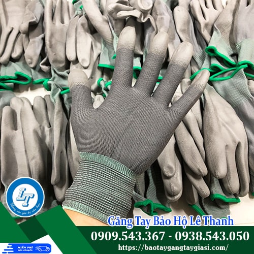 Găng tay phủ PU đầu ngón xám