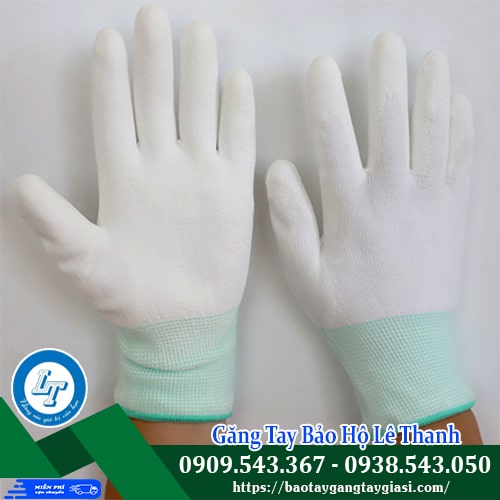 Găng tay phủ PU lòng bàn tay màu trắng