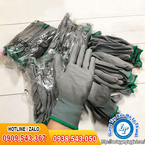 Găng tay phủ PU lòng bàn tay màu xám Găng tay phủ PU lòng bàn tay màu xám