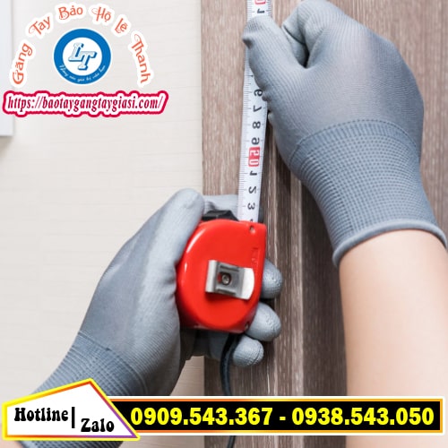 Găng tay phủ PU xám bảo vệ an toàn khi làm việc