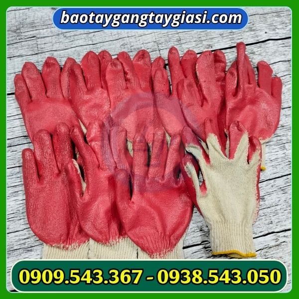 Găng tay len phủ sơn đỏ giá tốt Găng tay len phủ sơn đỏ giá tốt