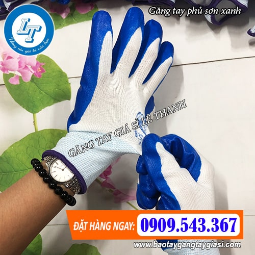 găng tay phủ sơn xanh có độ co giãn tốt găng tay phủ sơn xanh có độ co giãn tốt