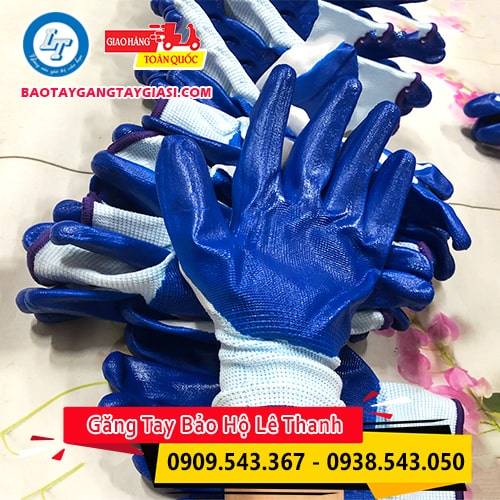 Găng tay phủ sơn xanh độ bám tốt chống trơn