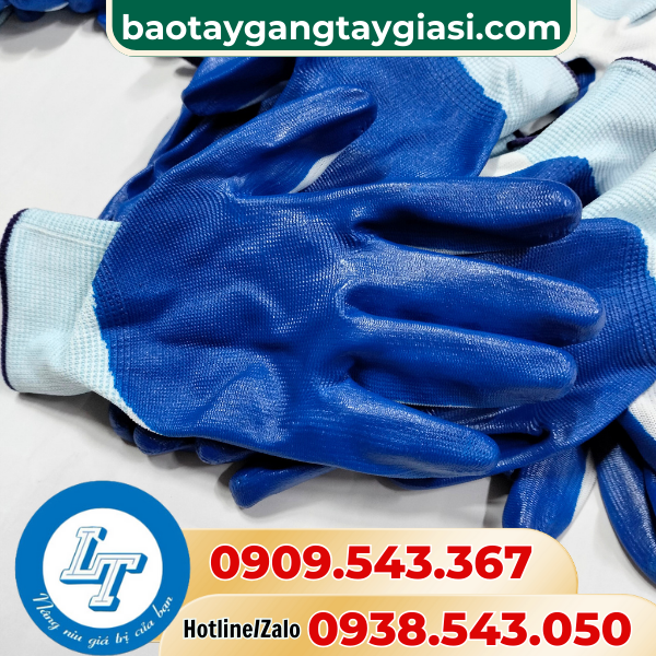 Găng tay phủ sơn xanh cao cấp Găng tay phủ sơn xanh cao cấp