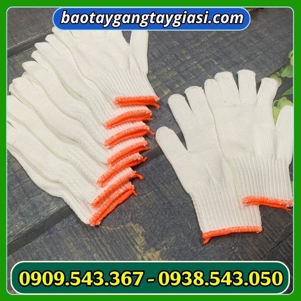 Găng tay sợi poly trắng cổ dài 70g