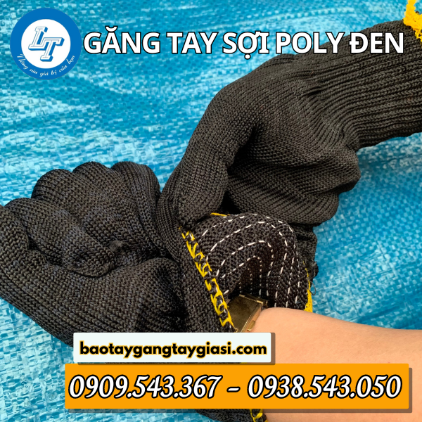 Găng tay sợi poly đen Găng tay sợi poly đen