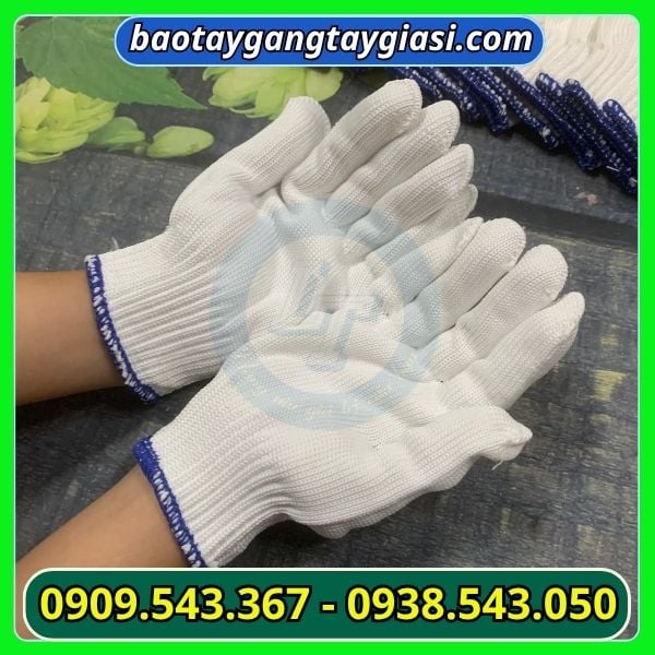 Găng tay poly 50g màu trắng đẹp bền Găng tay poly 50g