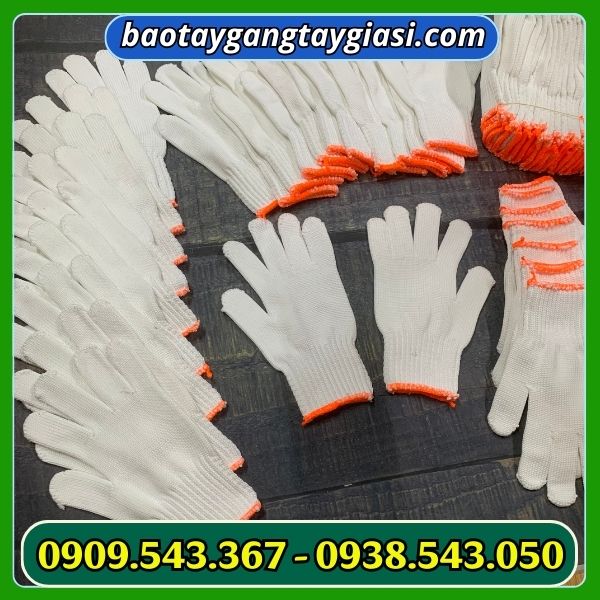 Găng tay sợi poly trắng cổ dài 70g