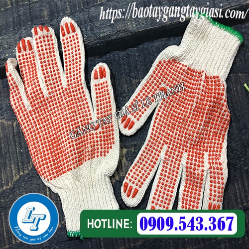 Găng tay sợi len phủ hạt nhựa