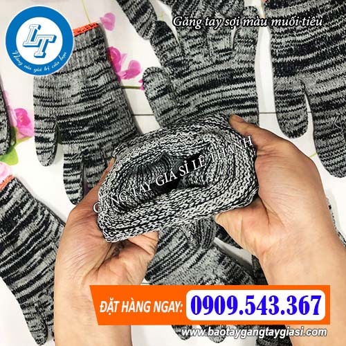 găng tay sợi màu muối tiêu chất lượng găng tay sợi màu muối tiêu chất lượng