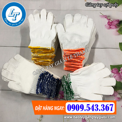 găng tay sợi poly có màu trắng tinh khôi