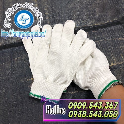 Găng tay sợi poly dày dặn không dễ bung chỉ xù lông