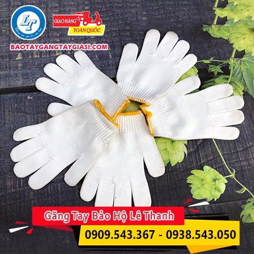 Găng tay sợi poly dệt kim 7 kim 10 chất lượng