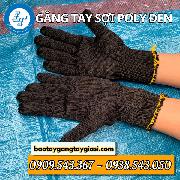 Găng tay sợi poly đen Găng tay sợi poly đen