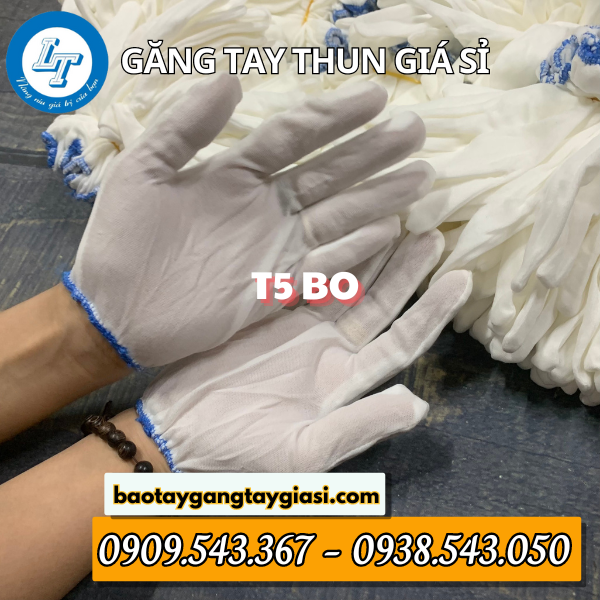 Găng tay vải thun trắng T5 BO Găng tay vải thun trắng T5 BO