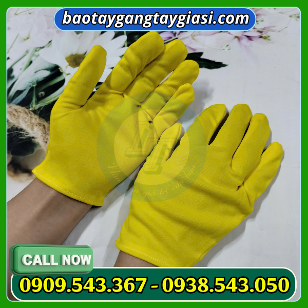 Găng tay vải thun t9 màu vàng Găng tay vải thun t9 màu vàng