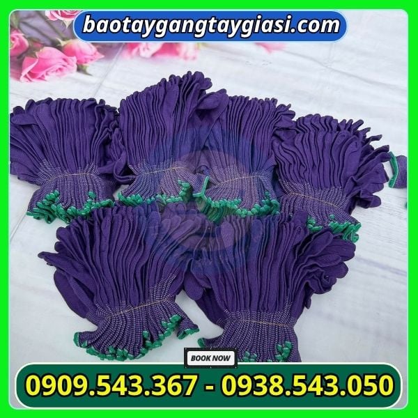 Găng tay thun mỏng màu tím kiện 12 đôi Găng tay thun mỏng màu tím