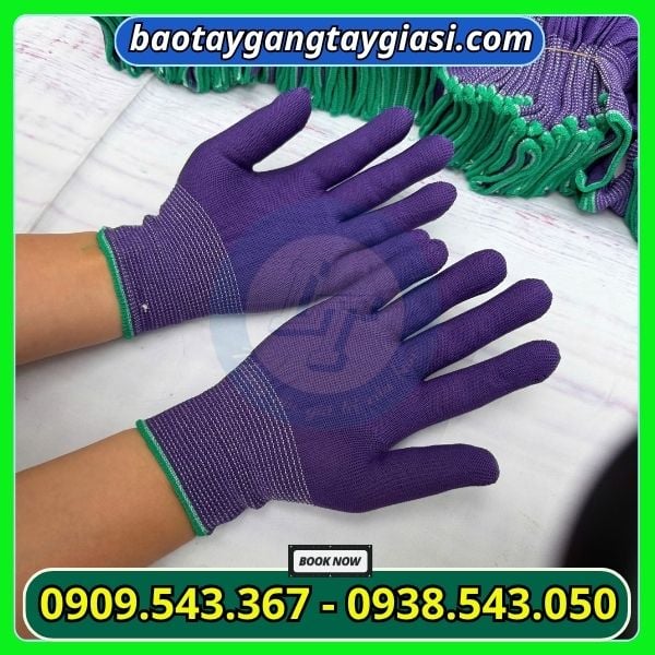 Găng tay thun mỏng màu tím đeo ôm tay Găng tay thun mỏng màu tím