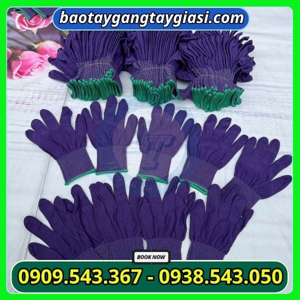 Găng tay thun mỏng màu tím giá rẻ Găng tay thun mỏng màu tím