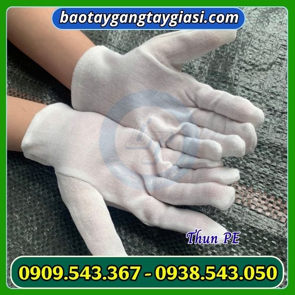 Găng tay thun trắng PE Găng tay thun trắng