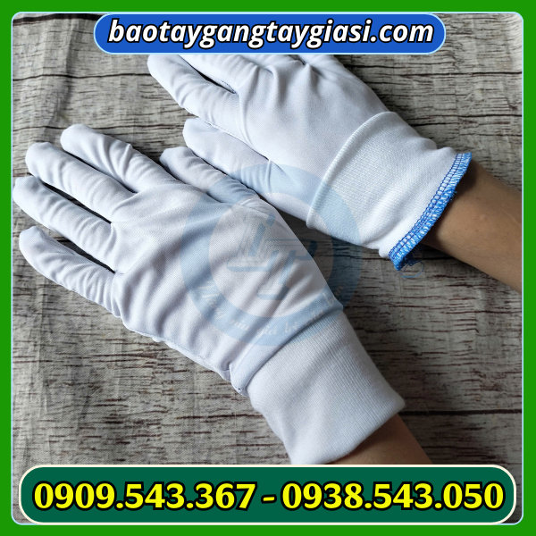 Găng tay thun trắng bo cổ tay dài giá tốt Găng tay thun trắng bo cổ tay dài