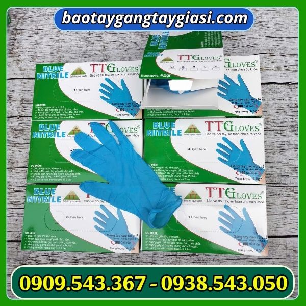 Găng tay y tế TT glove màu xanh Găng tay y tế giá rẻ tại xưởng