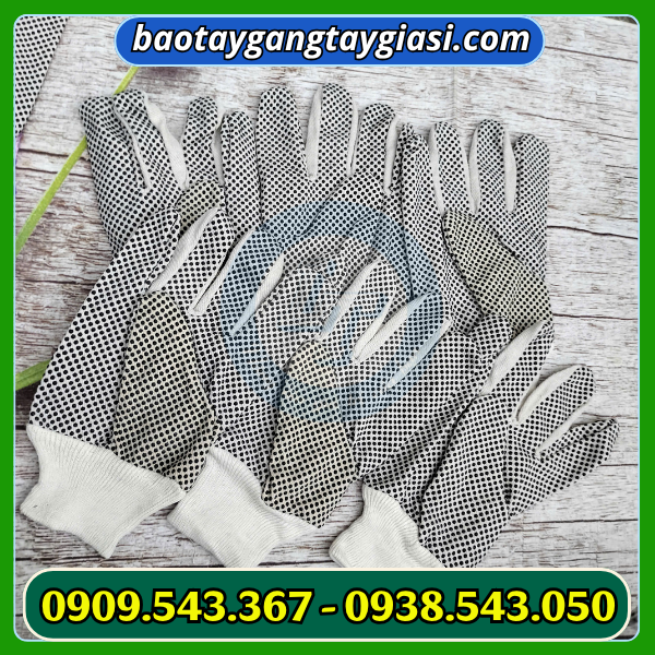 Găng tay vải bạt phủ hạt nhựa Găng tay vải bạt phủ hạt nhựa