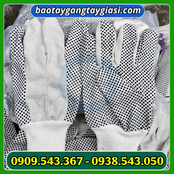 Găng tay vải bạt phủ hạt nhựa Găng tay vải bạt phủ hạt nhựa