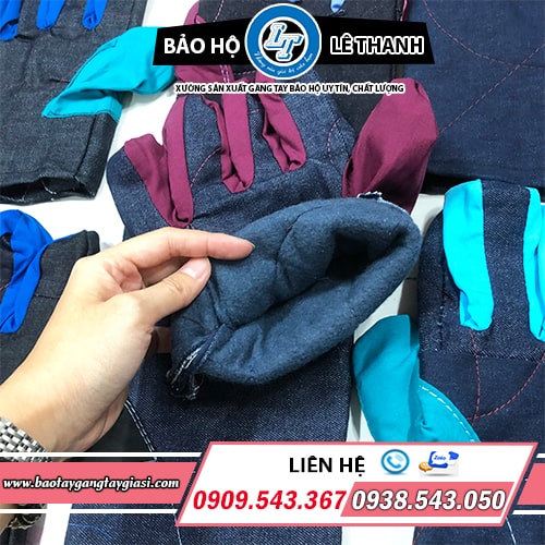 Găng tay vải jean 2 lớp chịu nhiệt tốt Găng tay vải jean 2 lớp chịu nhiệt tốt