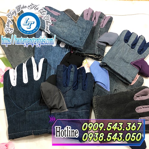 Gằng tay vải jean bảo hộ