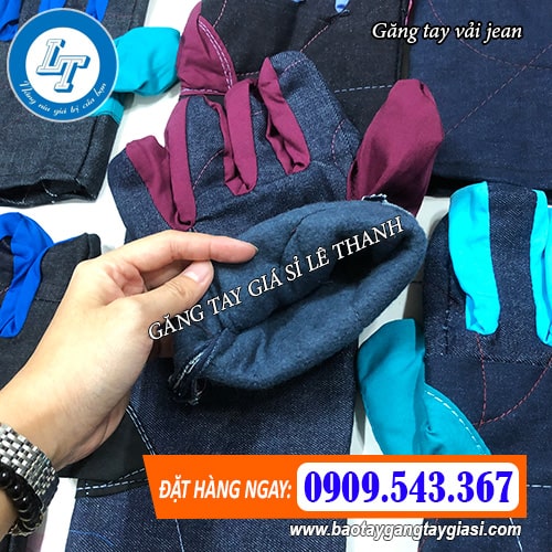 găng tay vải jean có lớp lót bên trong găng tay vải jean có lớp lót bên trong