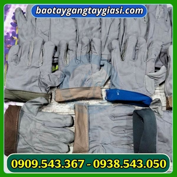 Găng tay vai kaki 2 lớp giá sỉ rẻ Găng tay vải kaki 2 lớp