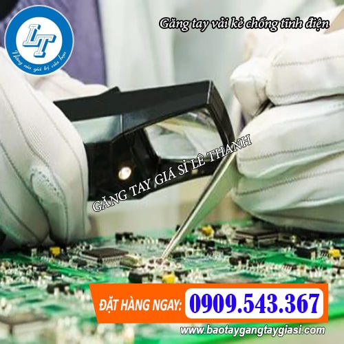 găng tay vải kẻ chống tĩnh điện dùng trong sản xuất găng tay vải kẻ chống tĩnh điện dùng trong sản xuất