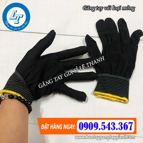 găng tay vải mỏng màu đen găng tay vải mỏng màu đen