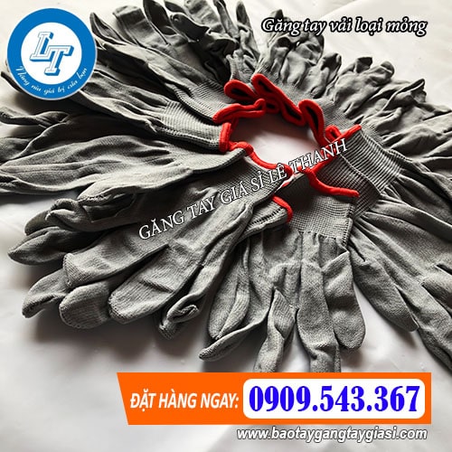 găng tay vải mỏng màu xám có viền găng tay vải mỏng màu xám có viền
