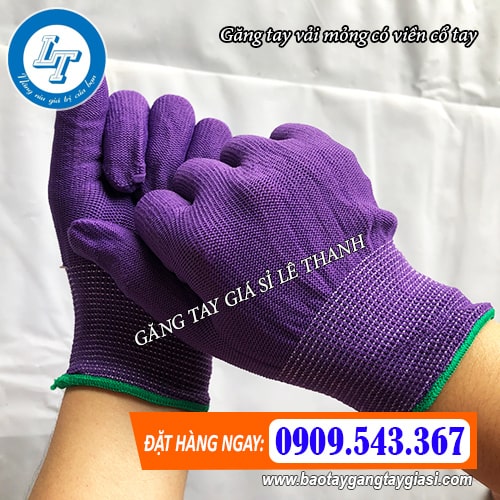 găng tay vải mỏng có viền cổ tay găng tay vải mỏng có viền cổ tay