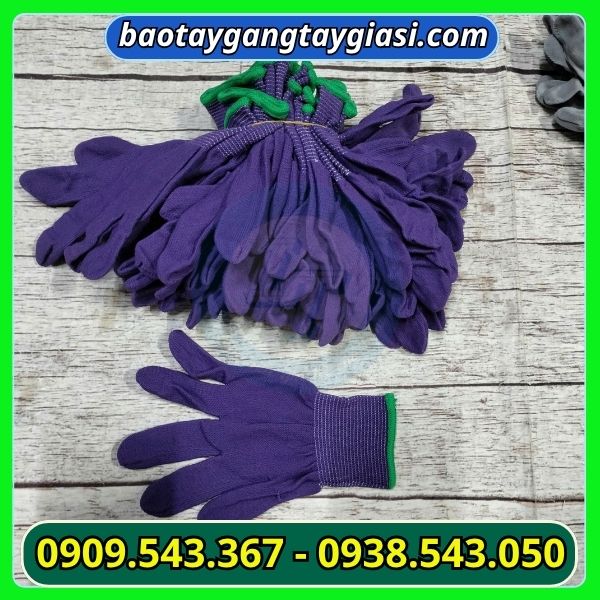 Găng tay vải mút màu tím Găng tay vải mút