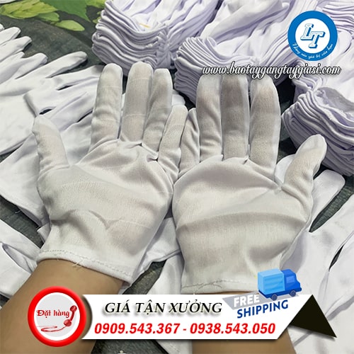 Găng tay vải T8+1 trắng mịn Găng tay vải T8+1 trắng mịn