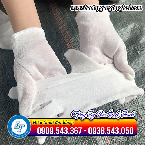Găng tay vải thun PE thông thoáng thấm hút tốt Găng tay vải thun PE thông thoáng thấm hút tốt