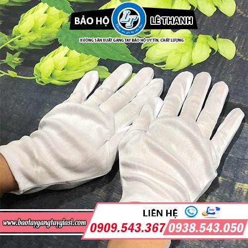 Găng tay vải thun trắng chất lượng thấm hút tốt Găng tay vải thun trắng chất lượng thấm hút tốt