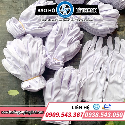 Găng tay vải thun trắng giá rẻ sẵn số lượng Găng tay vải thun trắng giá rẻ sẵn số lượng
