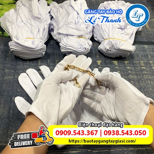 Găng tay vải trắng kiểm hàng cầm trang sức Găng tay vải trắng kiểm hàng cầm trang sức
