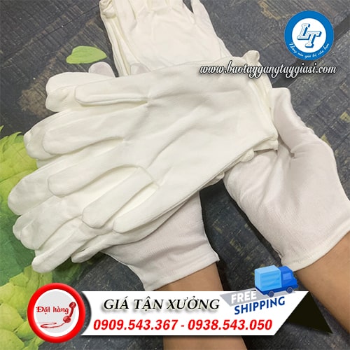 Găng tay vải trắng L+4 Găng tay vải trắng L+4