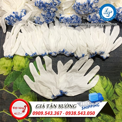 Găng tay vải trắng T5 bo Găng tay vải trắng T5 bo