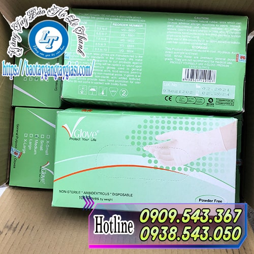 Găng tay vglove không bột 10 hộp 1 thùng